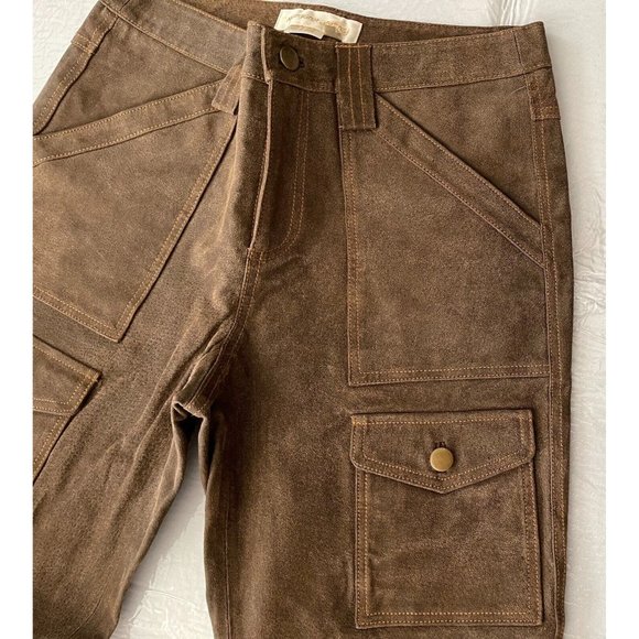 Margaret Godfrey  Genuine Suede Leather  Utility Pants 6 Brown - Picture 10 of 11